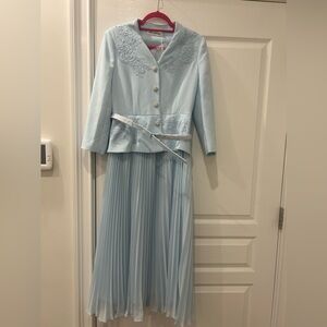 Self portrait Blue Chiffon Crepe Midi Dress